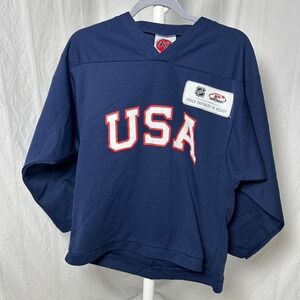 NHL USA Hockey Jersey Shirt Size Youth Large K1 Sportswear Blue Red White